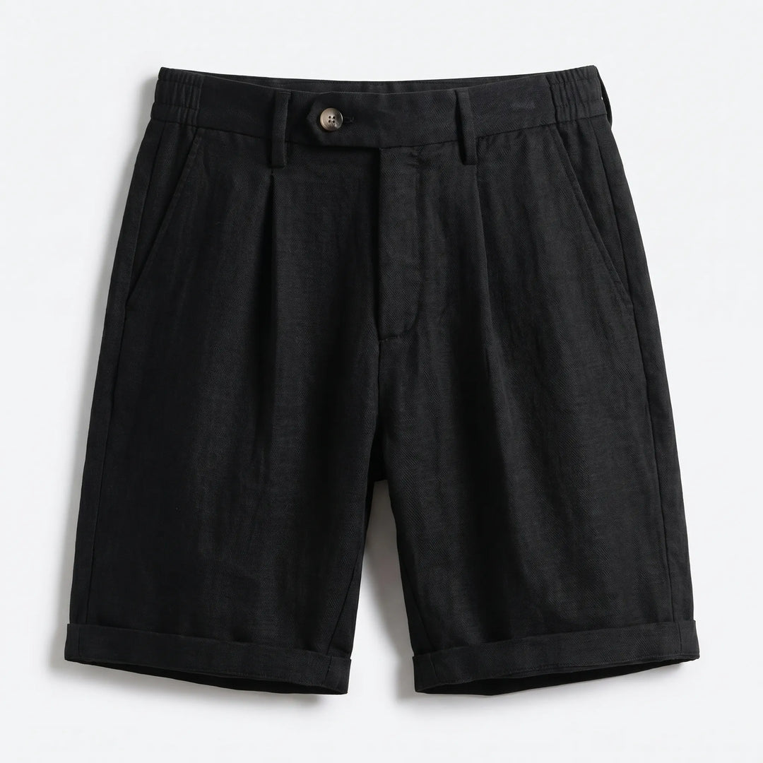 Men’s Pleated Linen Look Shorts – Tailored Summer Fit
