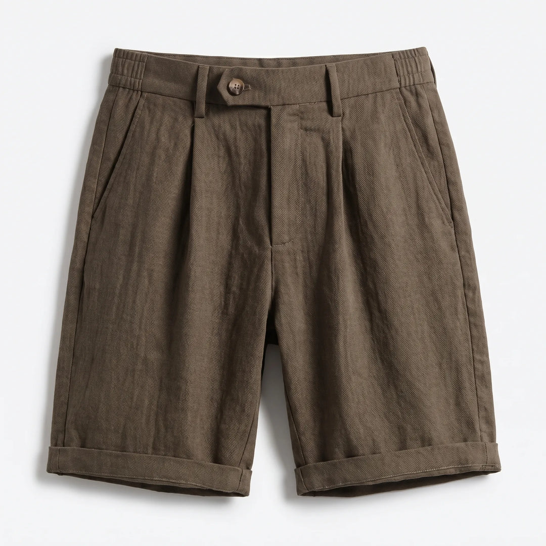 Men’s Pleated Linen Look Shorts – Tailored Summer Fit