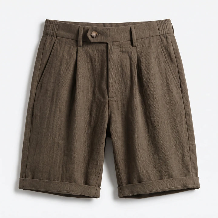 Men’s Pleated Linen Look Shorts – Tailored Summer Fit