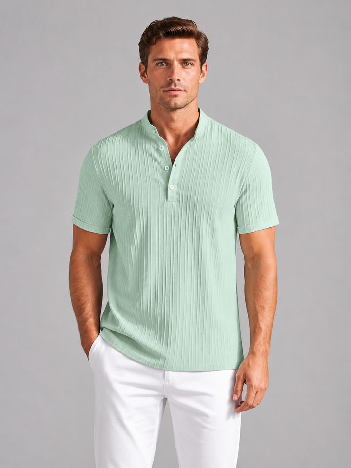 Men's Ribbed Henley Shirt – Lightweight Summer Top