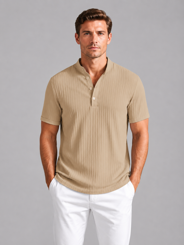 Men's Ribbed Henley Shirt – Lightweight Summer Top