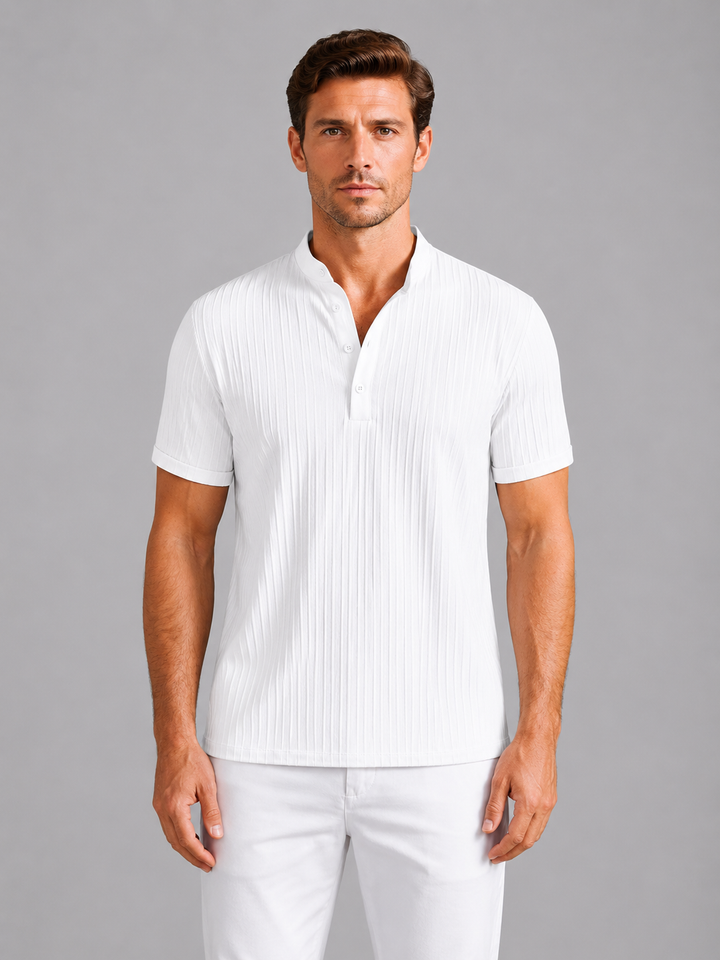 Men's Ribbed Henley Shirt – Lightweight Summer Top