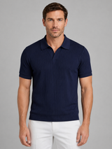 Men’s Ribbed Knit Polo Shirt – Tailored Summer Smart Casual Style