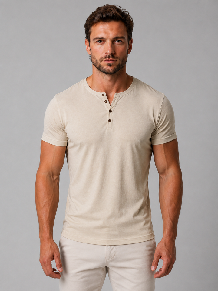 Men's Slim Fit Henley T-Shirt – Casual Button Neck