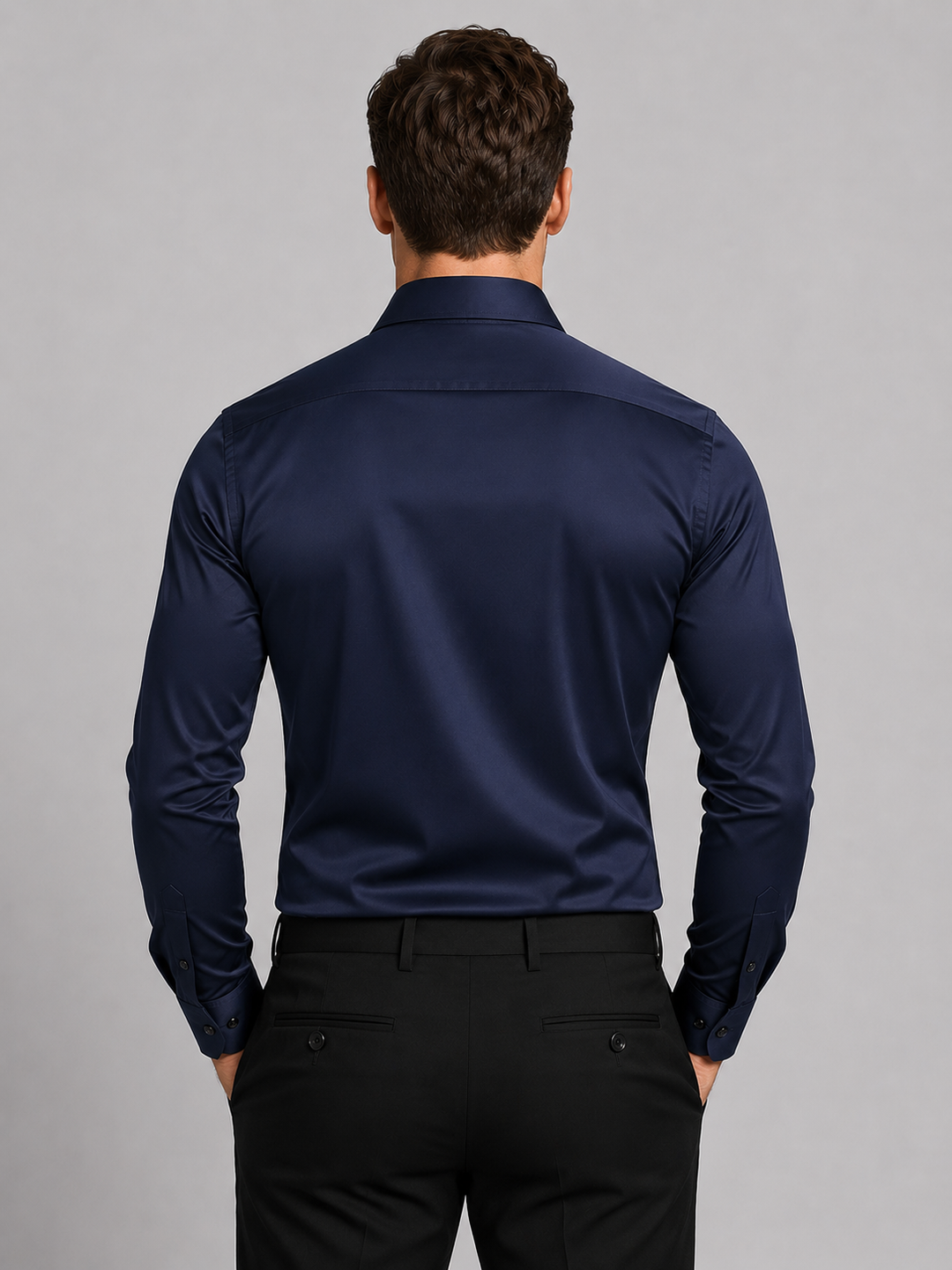 Men’s Slim Fit Satin Feel Stretch Shirt – Tailored Smart Style
