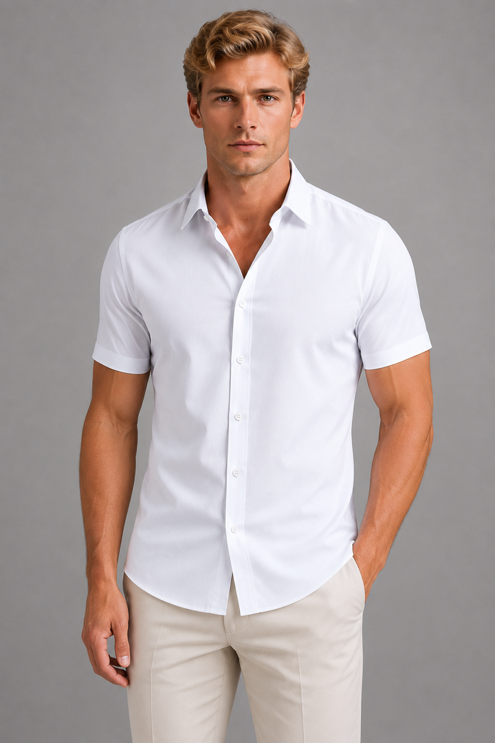 Men's Slim Fit Short Sleeve Shirt – Smart Casual Summer Style