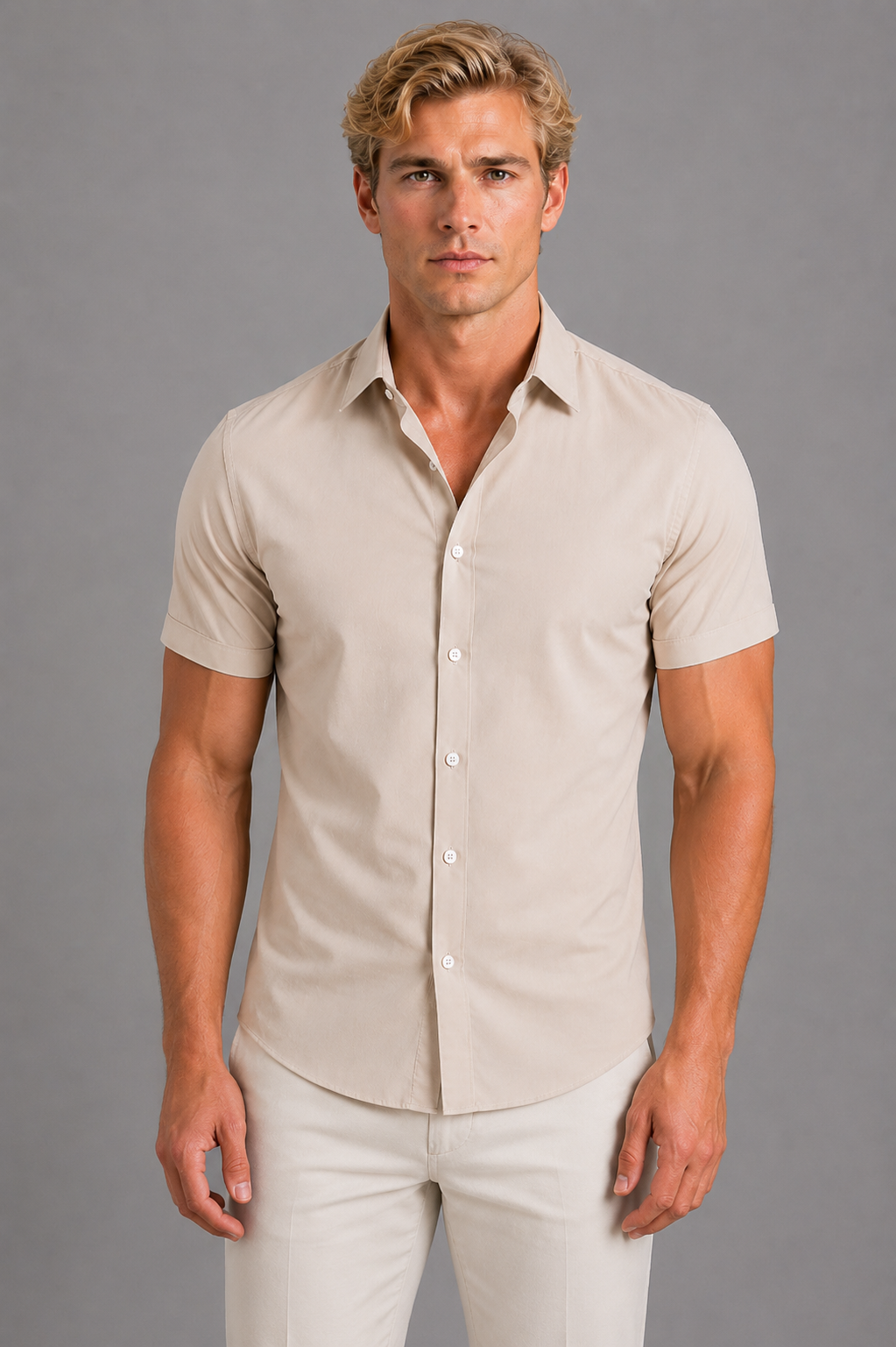 Men's Slim Fit Short Sleeve Shirt – Smart Casual Summer Style