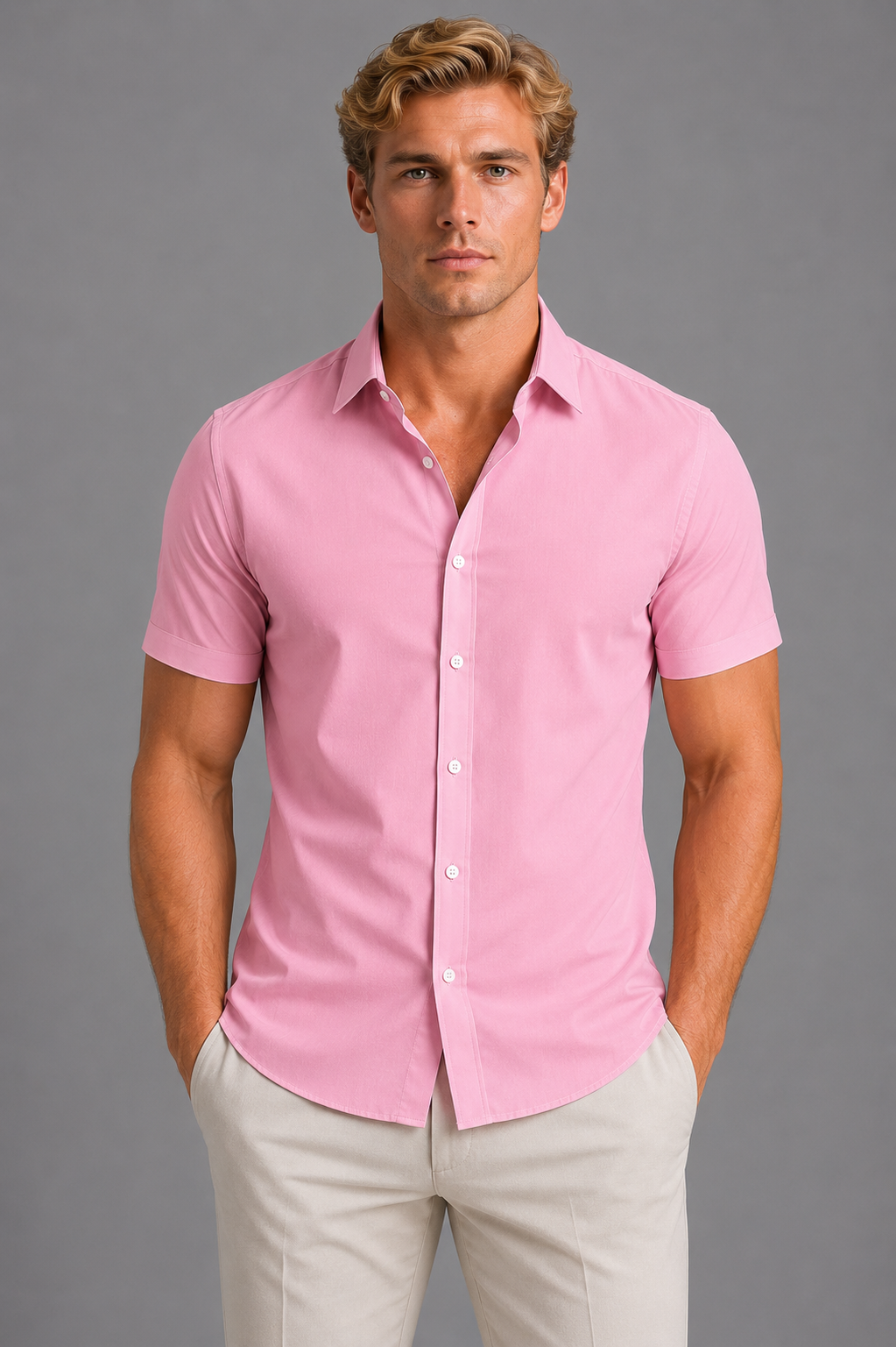 Men's Slim Fit Short Sleeve Shirt – Smart Casual Summer Style