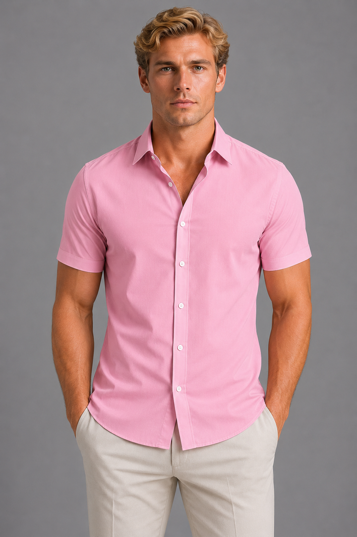 Men's Slim Fit Short Sleeve Shirt – Smart Casual Summer Style