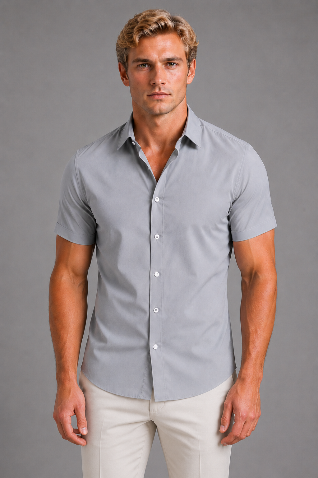 Men's Slim Fit Short Sleeve Shirt – Smart Casual Summer Style