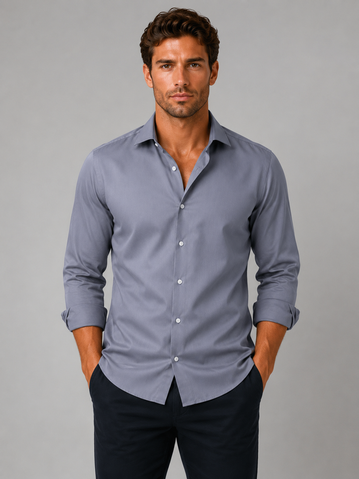 Men’s Slim Fit Stretch Dress Shirt – Smart Business Formal Style