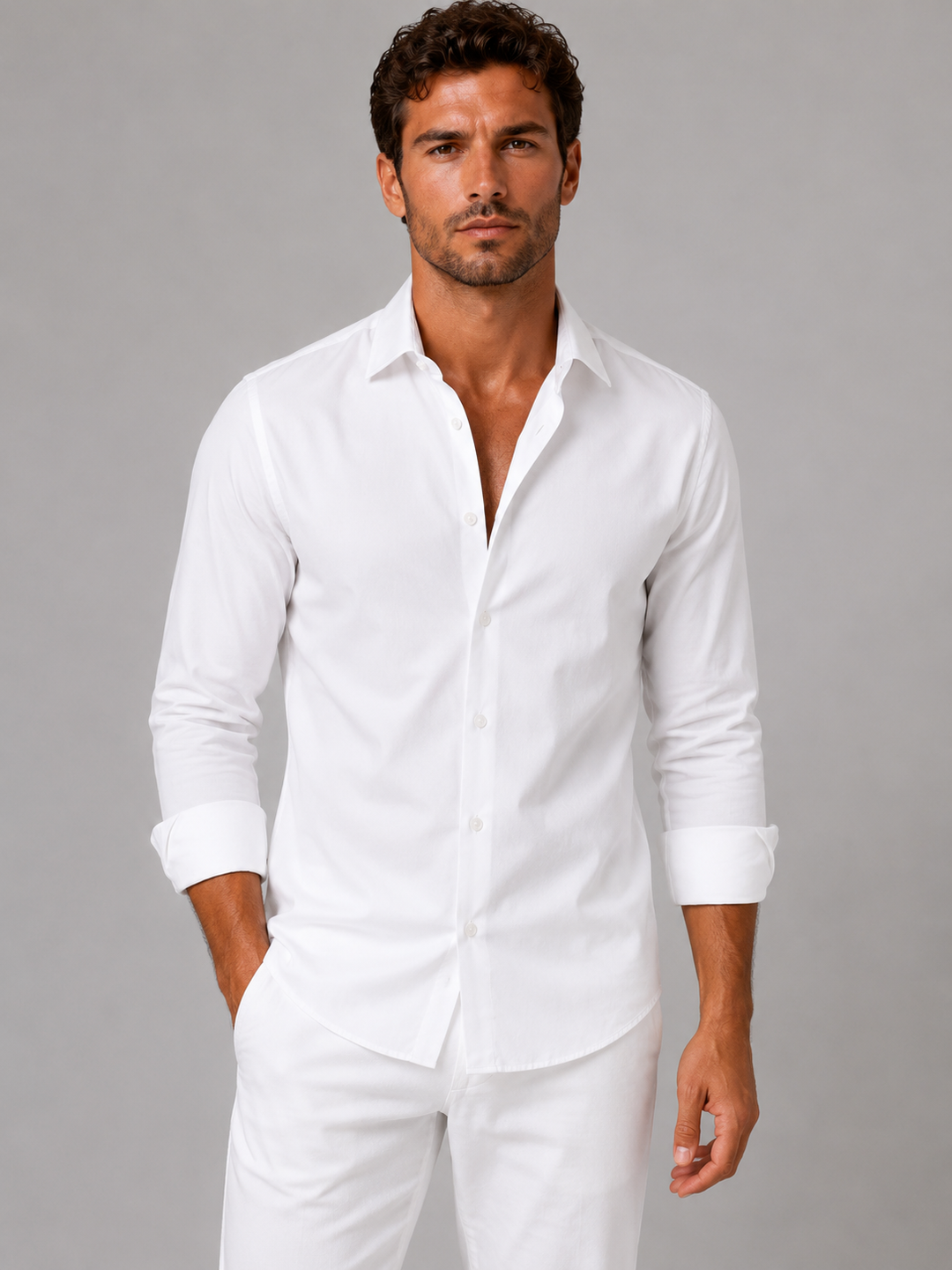 Men’s Slim Fit Stretch Dress Shirt – Smart Business Formal Style