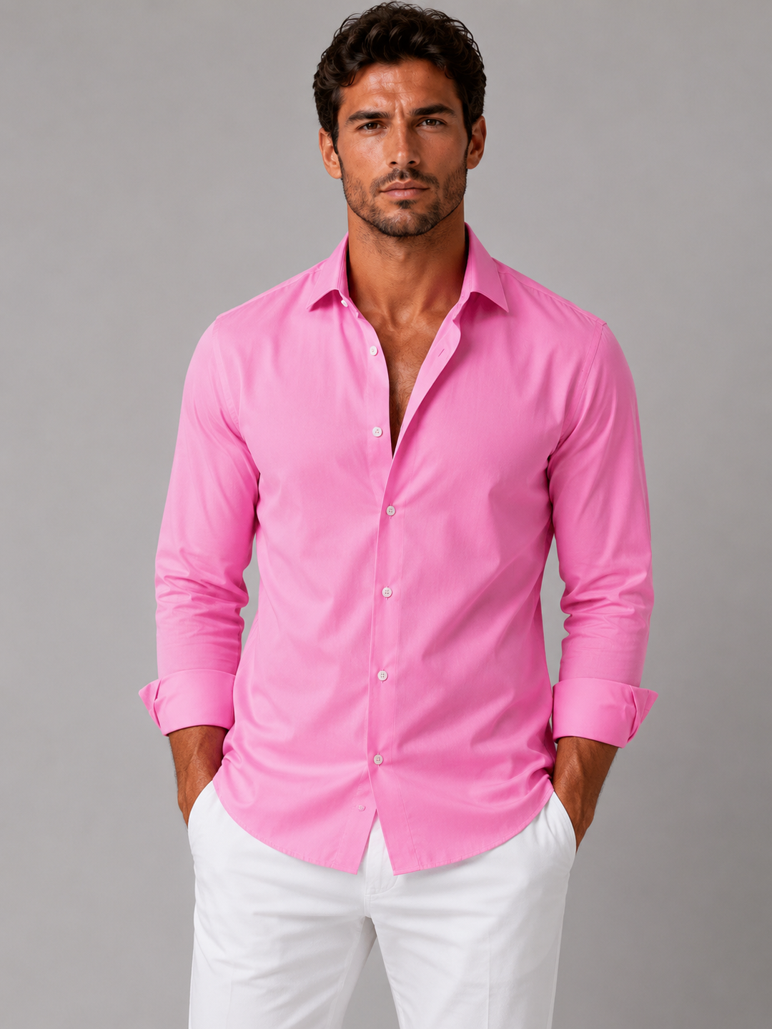 Men’s Slim Fit Stretch Dress Shirt – Smart Business Formal Style