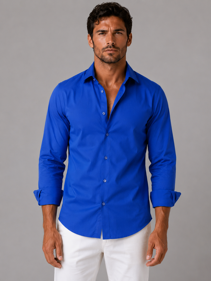 Men’s Slim Fit Stretch Dress Shirt – Smart Business Formal Style