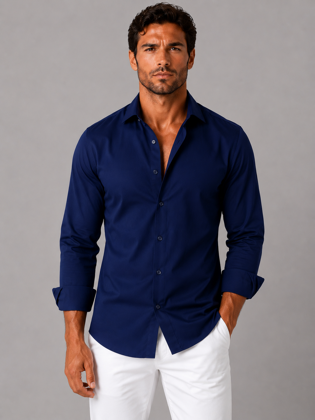 Men’s Slim Fit Stretch Dress Shirt – Smart Business Formal Style