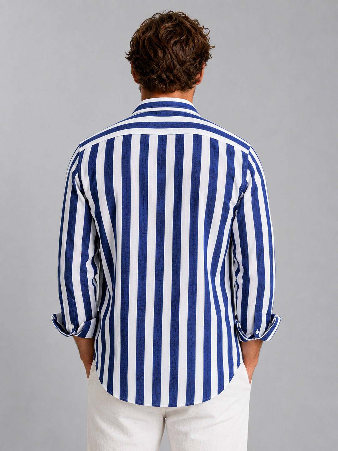 Men’s Striped Linen Look Shirt – Relaxed Summer Button-Up Style