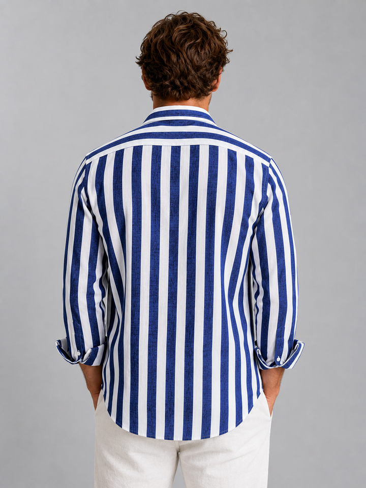 Men’s Striped Linen Look Shirt – Relaxed Summer Button-Up Style