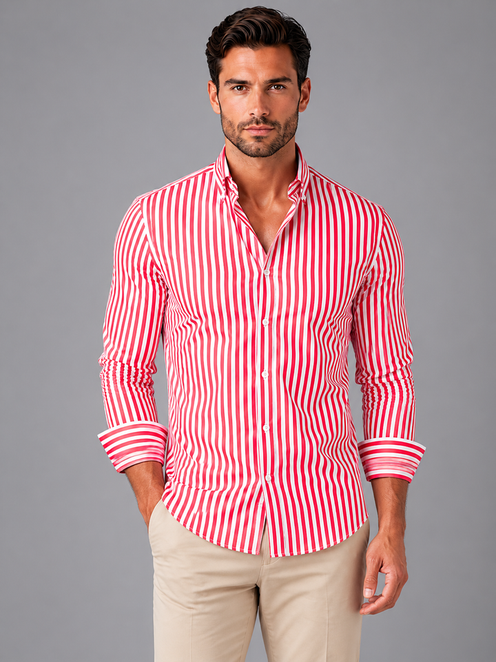 Men’s Striped Long Sleeve Shirt – Smart Casual Button-Up Style