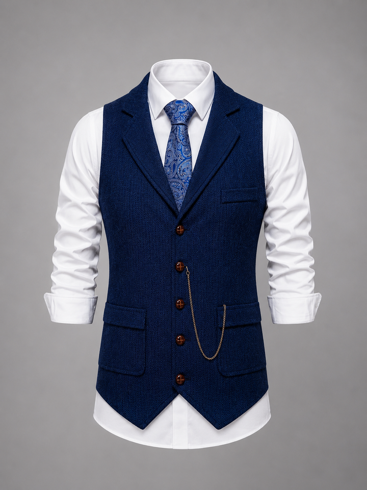 Stellan Herringbone Waistcoat