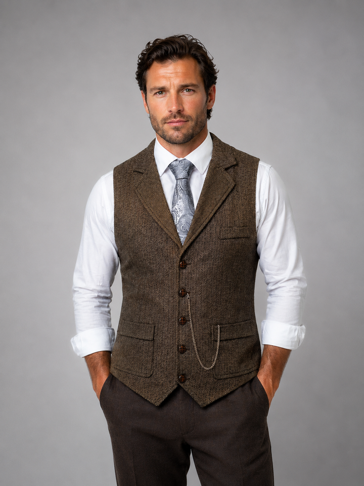 Stellan Herringbone Waistcoat