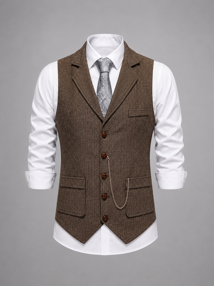 Stellan Herringbone Waistcoat