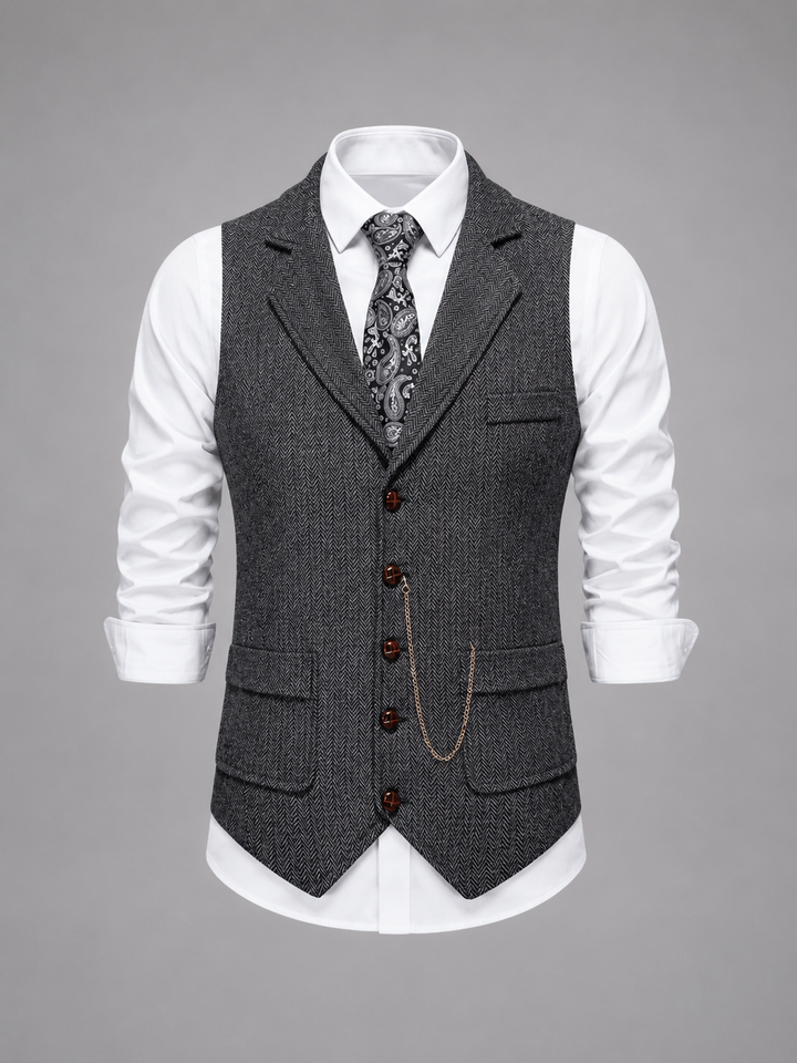 Stellan Herringbone Waistcoat