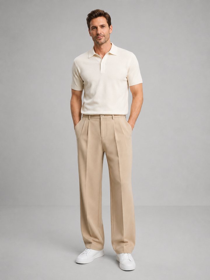 Men's Tailored Straight Leg Trousers – Smart Casual Fit
