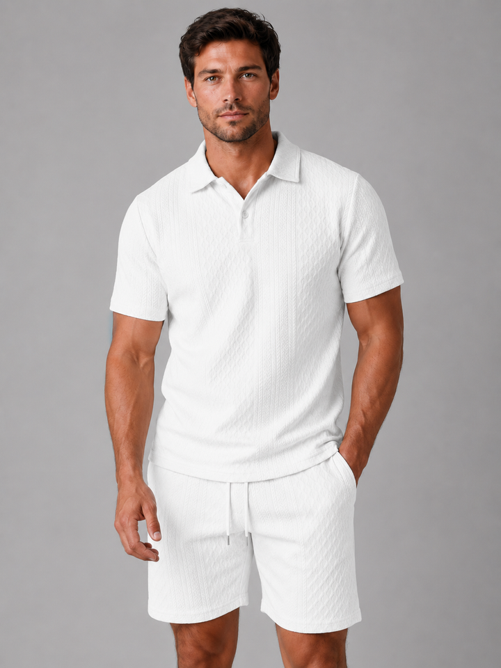 Men's Textured Polo Shirt & Shorts Set – Summer Holiday Co-Ord