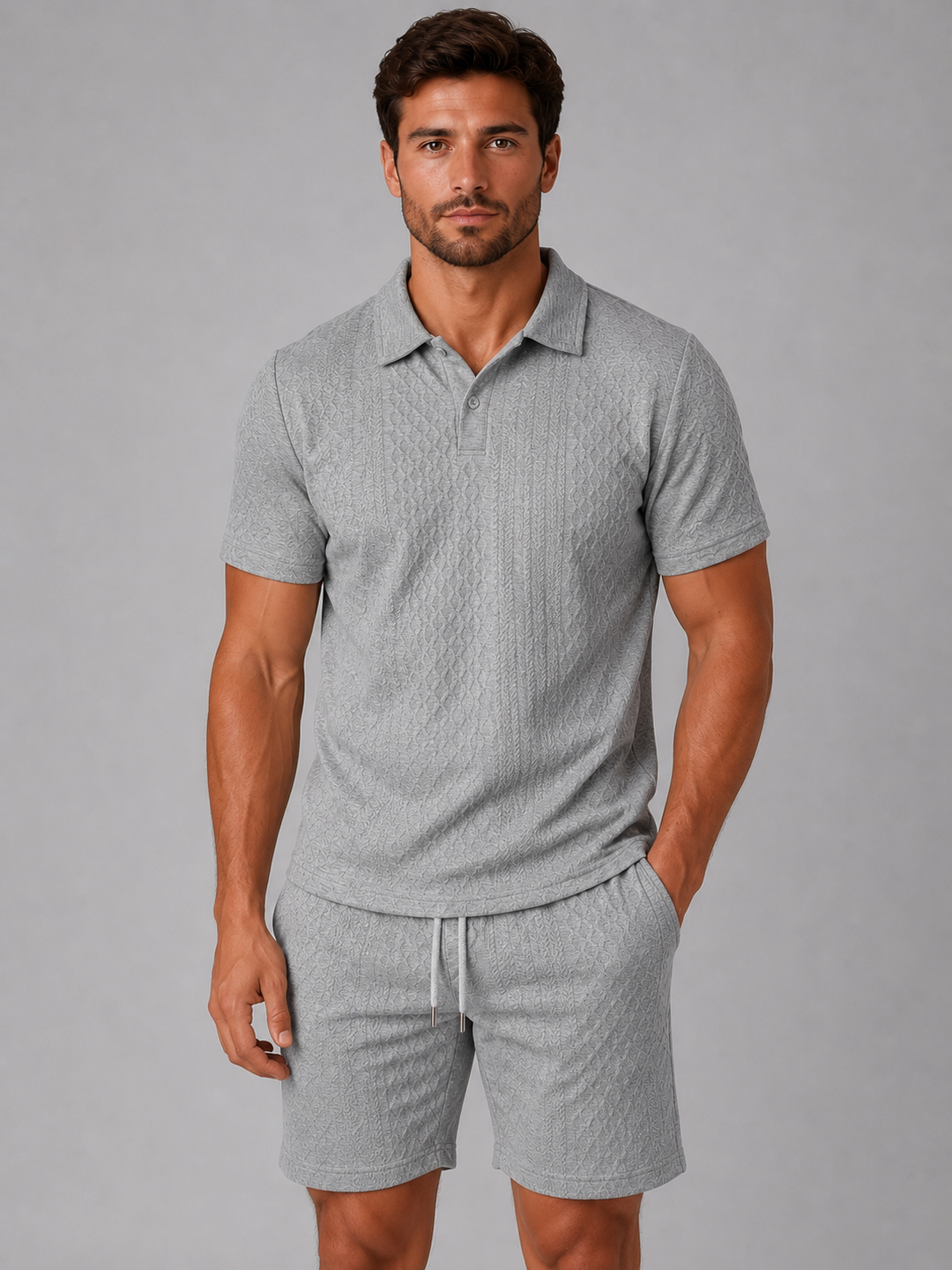 Men's Textured Polo Shirt & Shorts Set – Summer Holiday Co-Ord