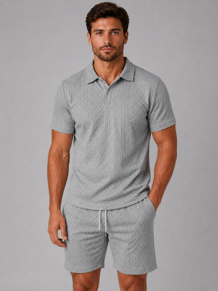 Men's Textured Polo Shirt & Shorts Set – Summer Holiday Co-Ord