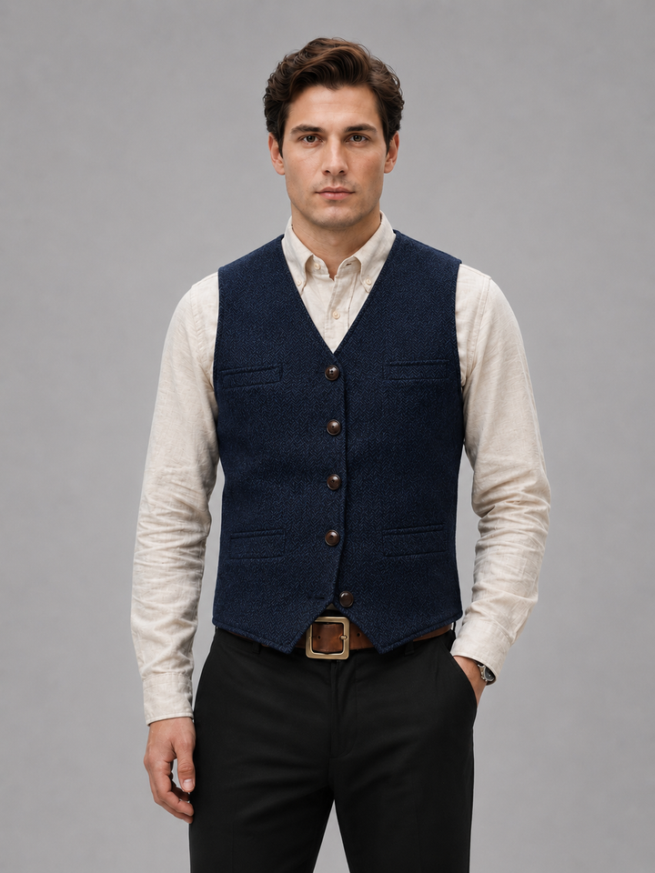 Men’s Tweed Waistcoat – Tailored Smart Casual Vest