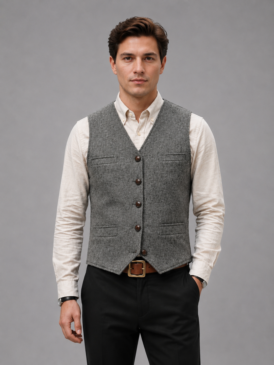 Men’s Tweed Waistcoat – Tailored Smart Casual Vest