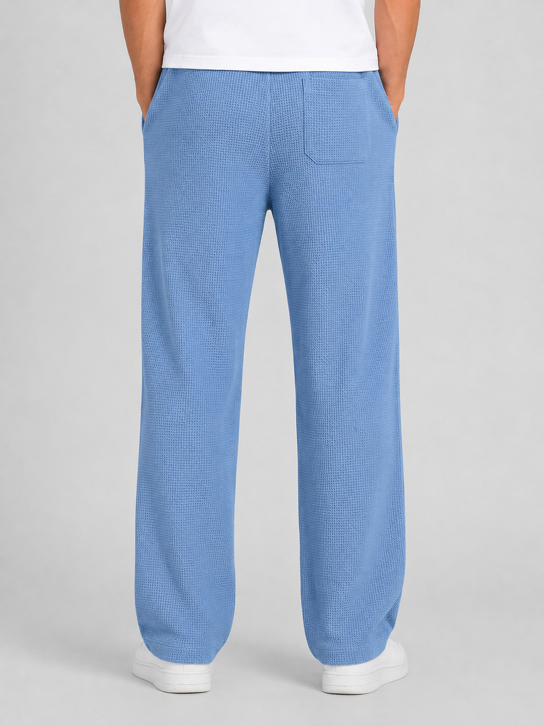 Men's Waffle Knit Drawstring Trousers – Relaxed Casual Lounge Fit