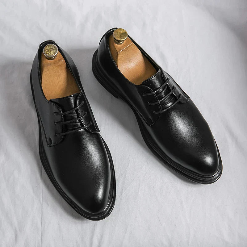 Men’s Black Patent Leather Derby Shoes – Formal Lace-Up Evening Dress Shoes