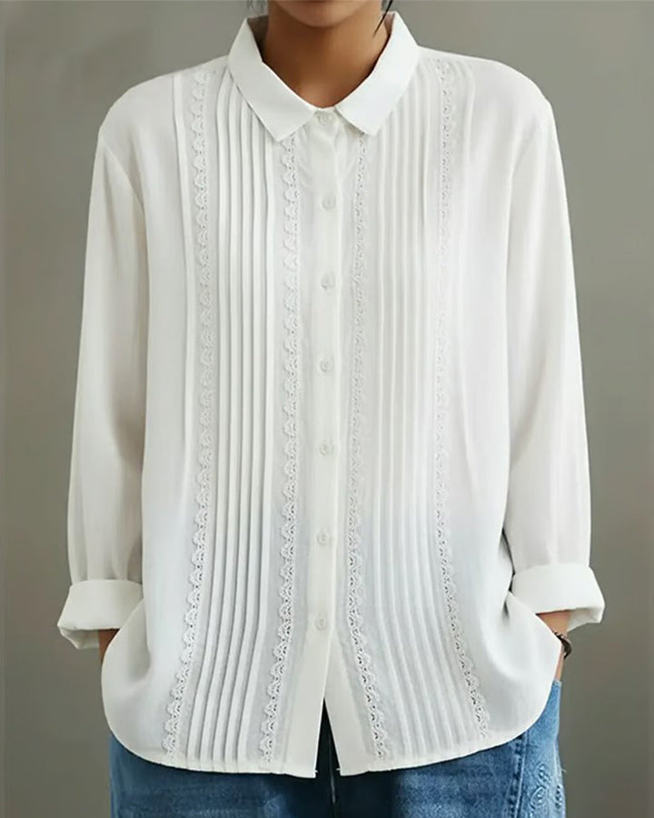 Elowara | Pleated Lace Elegance Blouse
