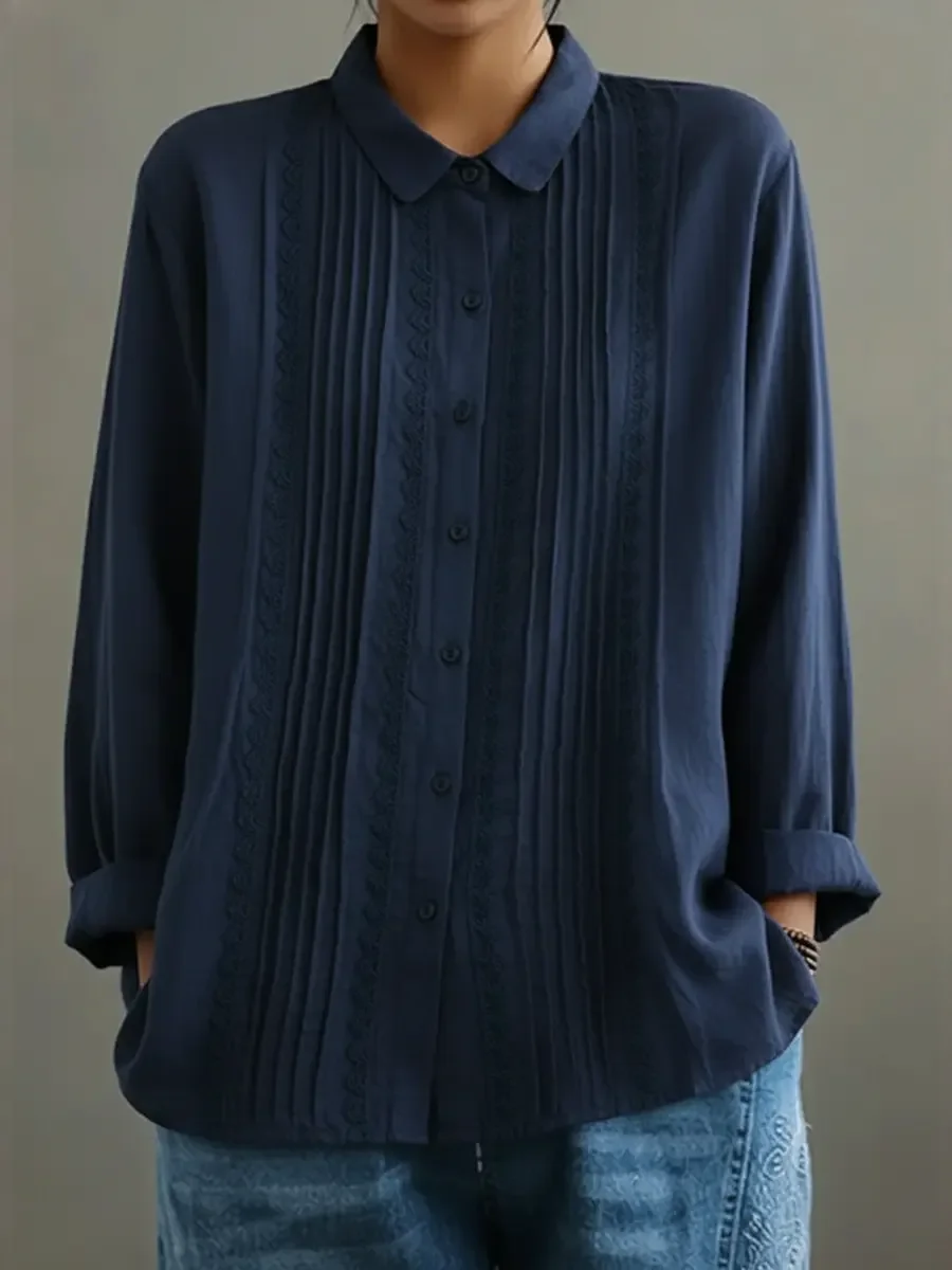 Elowara | Pleated Lace Elegance Blouse