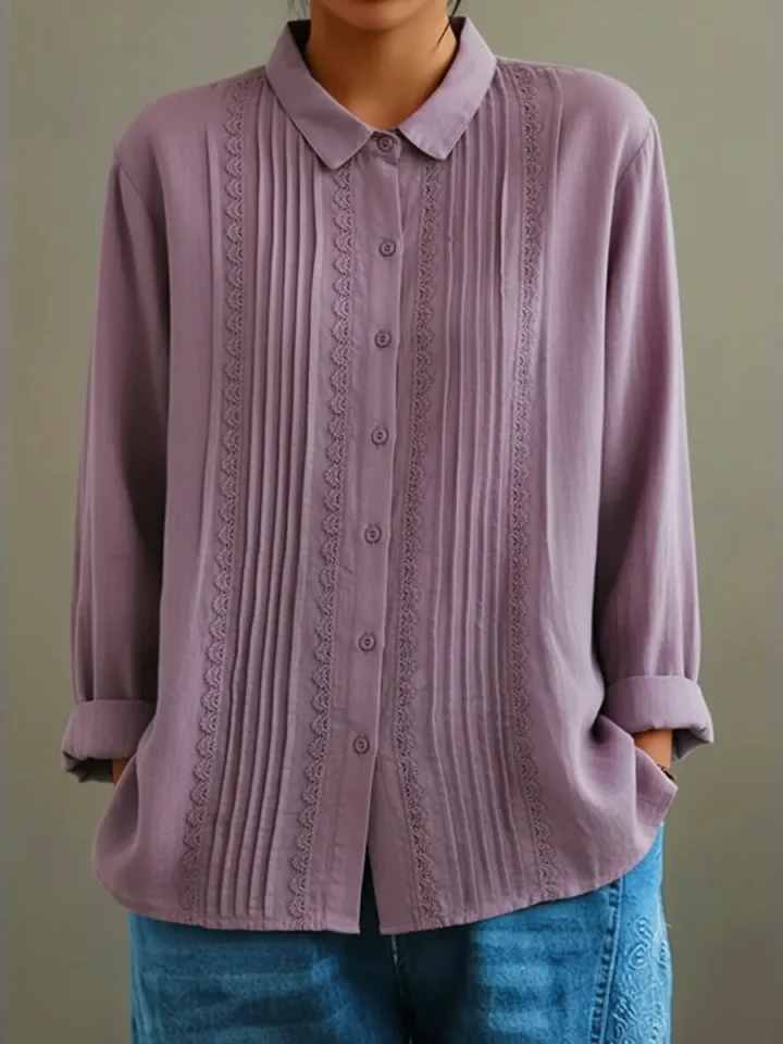Elowara | Pleated Lace Elegance Blouse