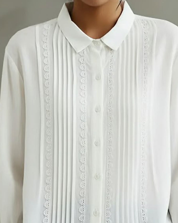 Elowara | Pleated Lace Elegance Blouse
