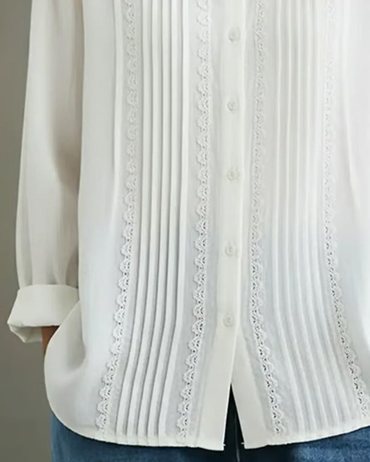 Elowara | Pleated Lace Elegance Blouse