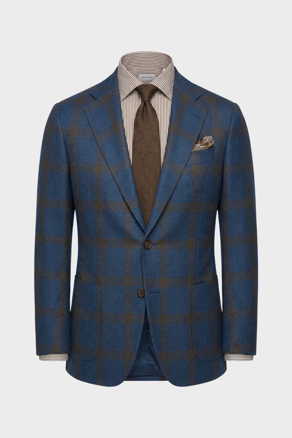 Men's Checked Blazer with Notched Lapel and Button Placket