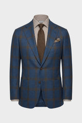 Men's Checked Blazer with Notched Lapel and Button Placket