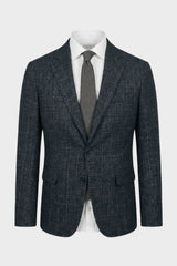 Men's Checked Blazer with Notched Lapel and Button Placket