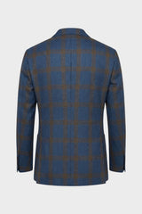 Men's Checked Blazer with Notched Lapel and Button Placket