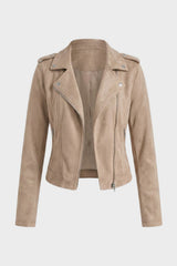 Women's Leather Biker Jacket with Zip