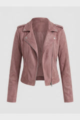 Women's Leather Biker Jacket with Zip