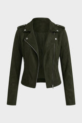 Women's Leather Biker Jacket with Zip