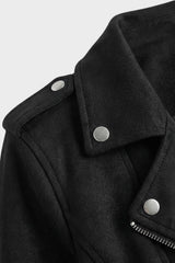 Women's Leather Biker Jacket with Zip