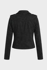 Women's Leather Biker Jacket with Zip