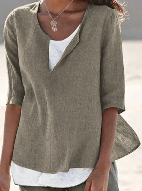 Florence | Relaxed Linen Blend Layered Hem Blouse