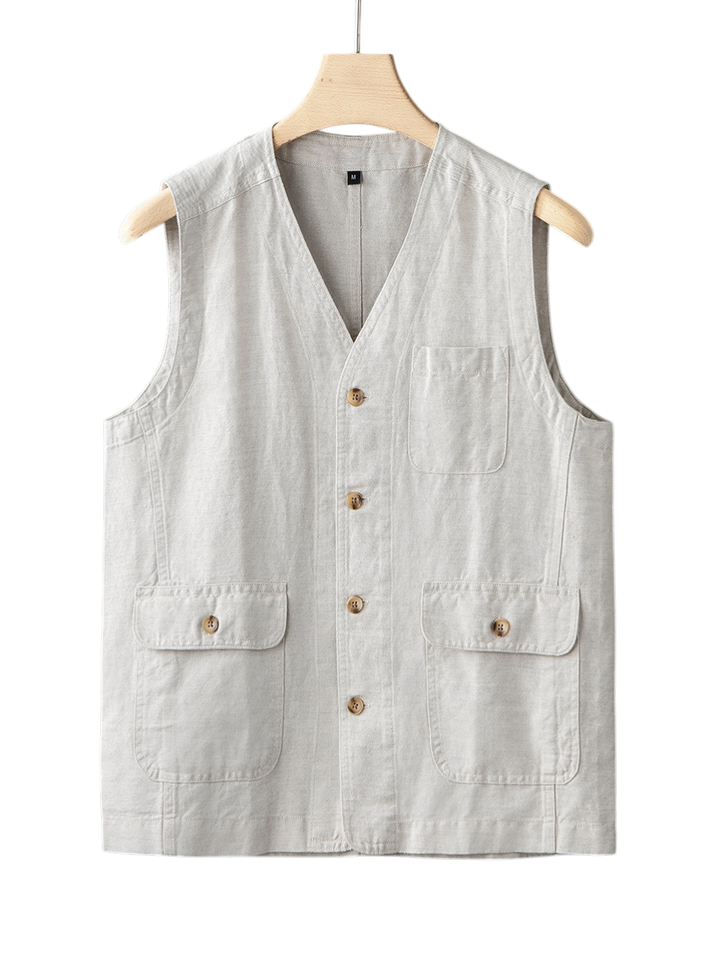 Élan Indigo Linen Vest